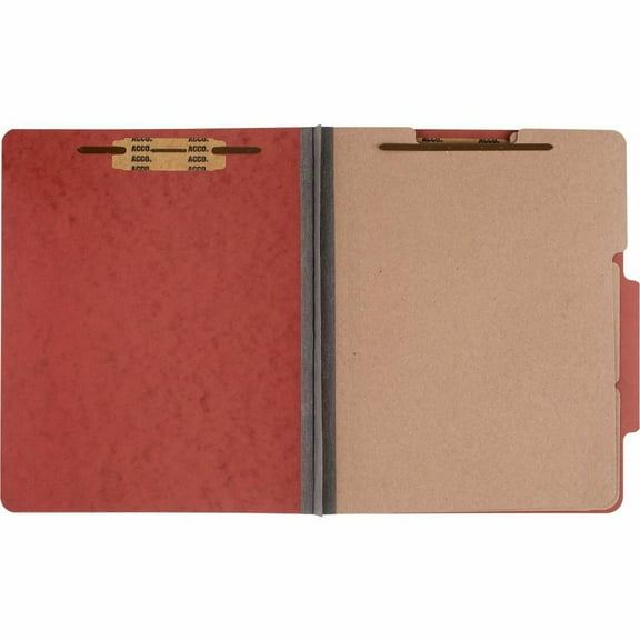 Pressboard 20-Pt Classification Folders, Letter, 8-Section, Earth Red, 10/Box