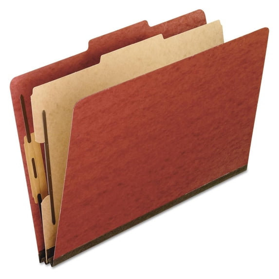 Pressboard Classification File Folders, 1 Divider, 2" Embedded Fasteners, 2/5 Tab Cut, Letter Size, Red, Box of 10 (1157R)