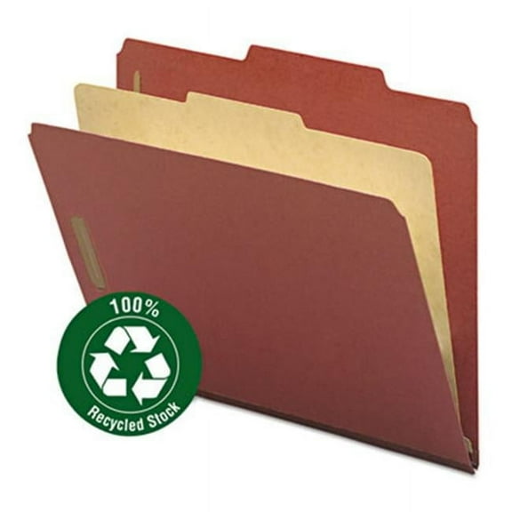 Pressboard Classification Folder, 1 Divider, 2 in. Exp, .4 Cut, Letter, Red, 10-BX