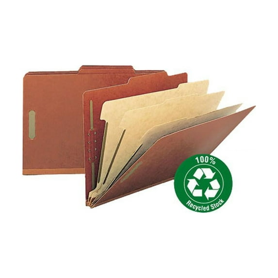 Pressboard Classification Folder, 3" Exp, 6 Dividers, Legal, Red, 10/B