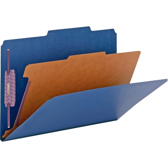 Pressboard Classification Folder Legal Size, SafeSHIELD Fasteners, 1 Divider, 2" Expansion, Dark Blue, 10 Pack for Documents