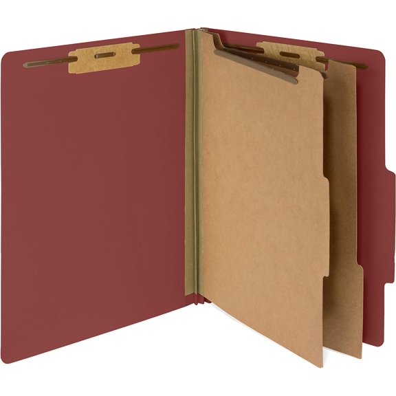 Pressboard Classification Folder, Letter Size, Heavy Duty Red Pressboard Stock For Office Reports, Durable Metal Prongs & Expandable Storage Capacity, Perfect For Color Coded File