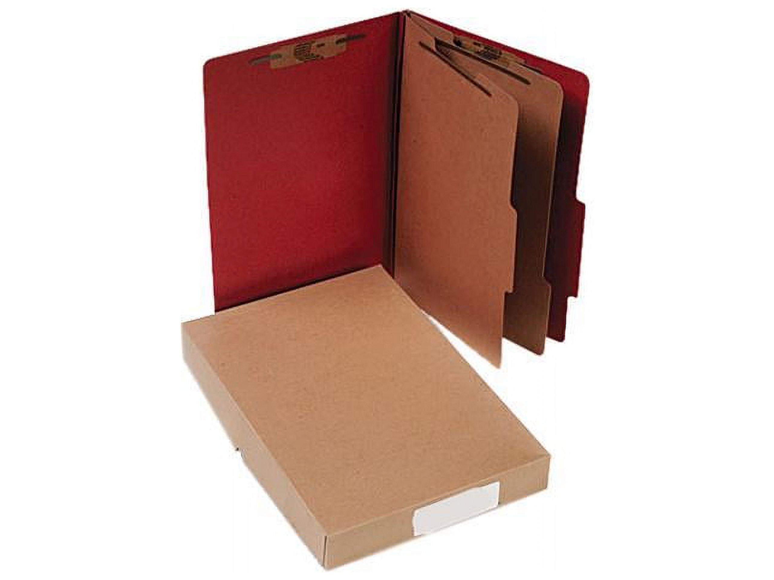 Pressboard Classification Folders 2 Dividers, Legal Size, Earth Red, 10/Box