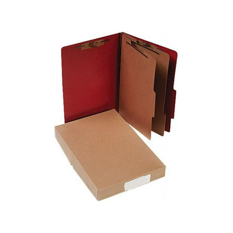 Pressboard Classification Folders 2 Dividers, Legal Size, Earth Red, 10/Box  