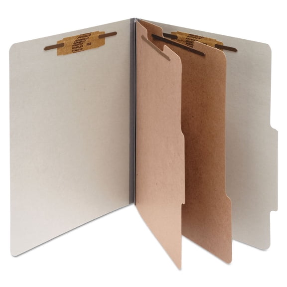 ACCO A7015056 3 in. Expansion Pressboard Letter Size 6-Fastener Classification Folders - Mist Gray Exterior (10/Box)