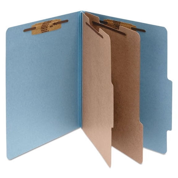 Pressboard Classification Folders, 2 Dividers, Letter Size, Sky Blue, 10/box | Bundle of 2 Boxes