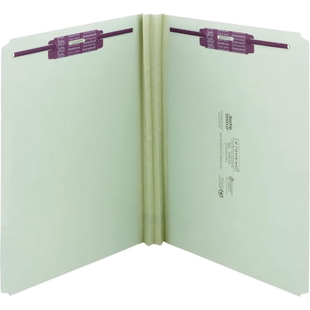 Pressboard Fastener File Folder with Fasteners, 2 Fasteners, Straight-Cut Tab, 2" Expansion, Letter Size, Gray/Green, 25 per Box (14910) Visit the SMEAD Store