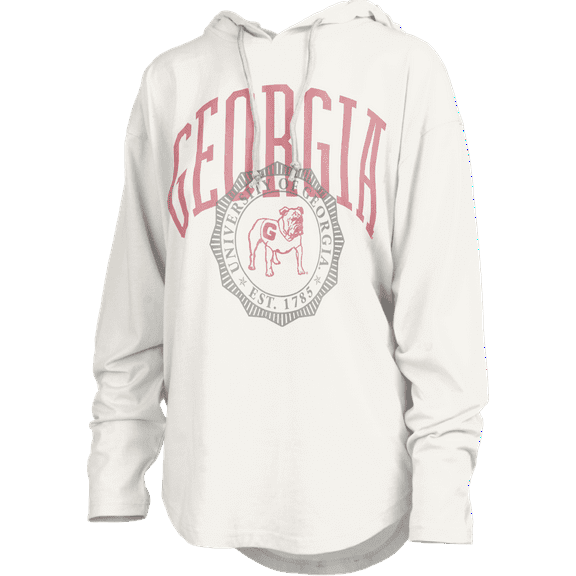 Pressbox NCAA Georgia Long-Sleeve Hooded "Lawrence" Light Weight Rounded Bottom Jersey -White-xl