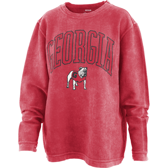 Pressbox NCAA Georgia "New Zealand" Long-Sleeve Crewneck Oversized Corded Sweatshirt-Red-large