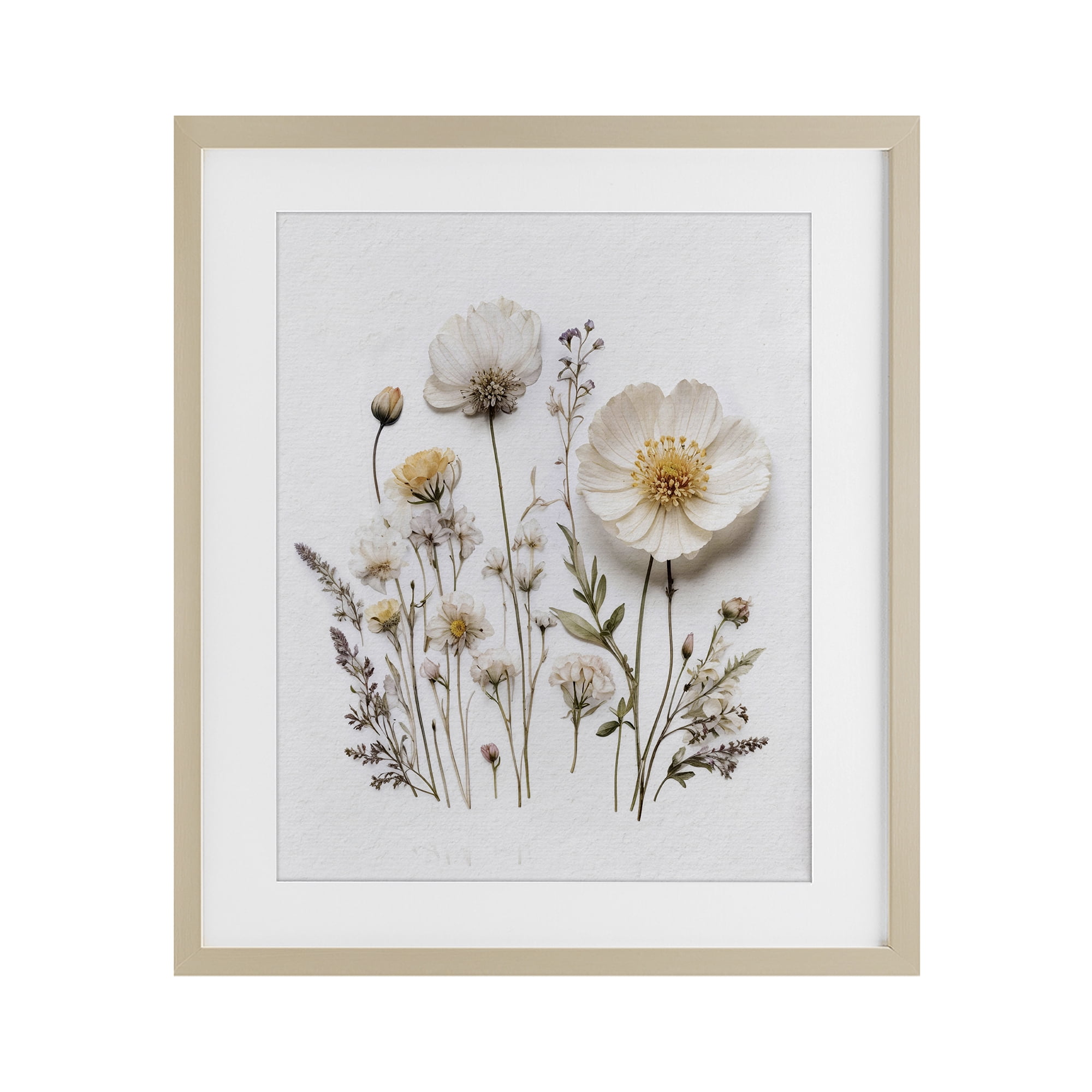 Pressed Bathroom Botanicals Birch Framed Print Under Glass, design by Lettered and Lined
