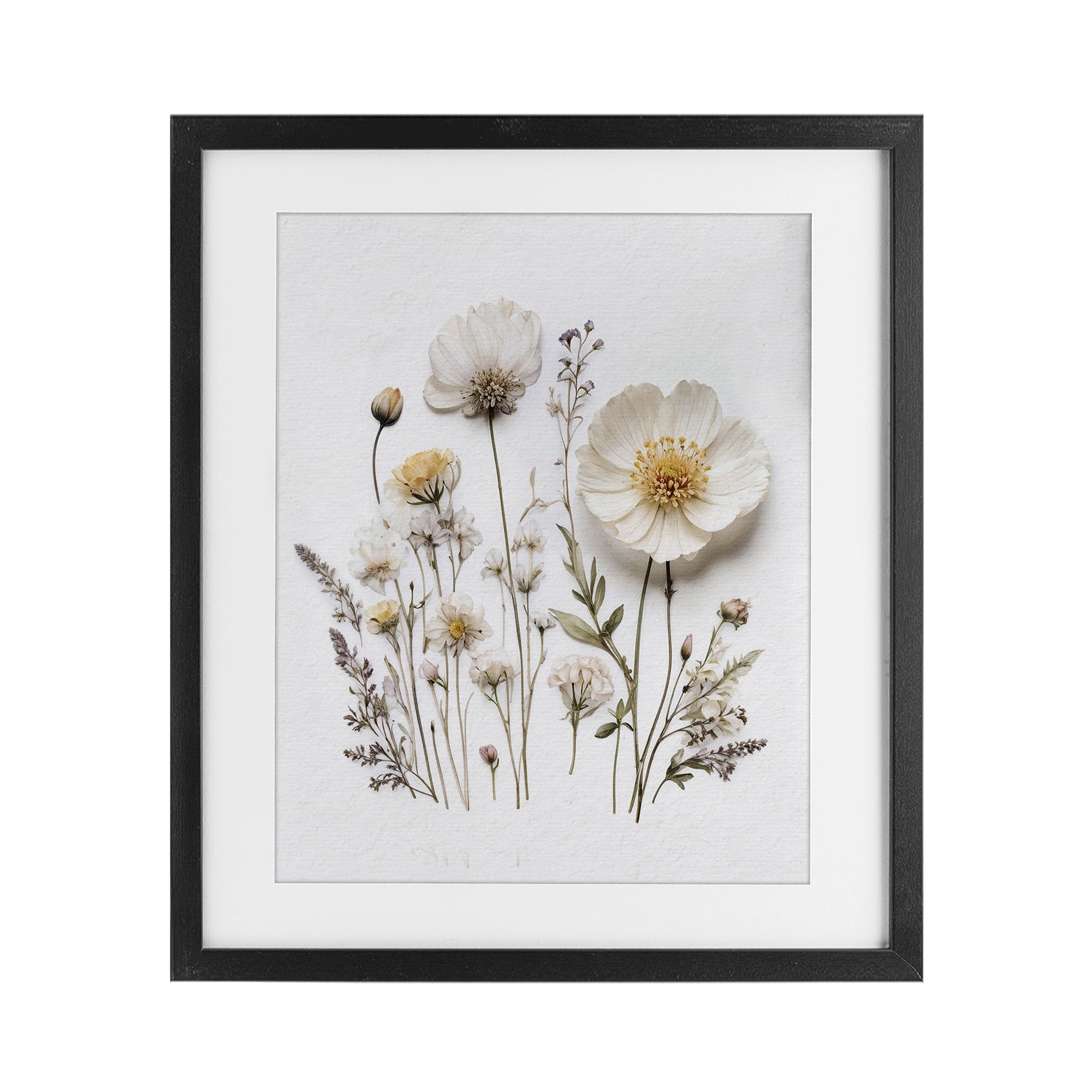 Pressed Bathroom Botanicals Black Framed Print Under Glass, design by Lettered and Lined
