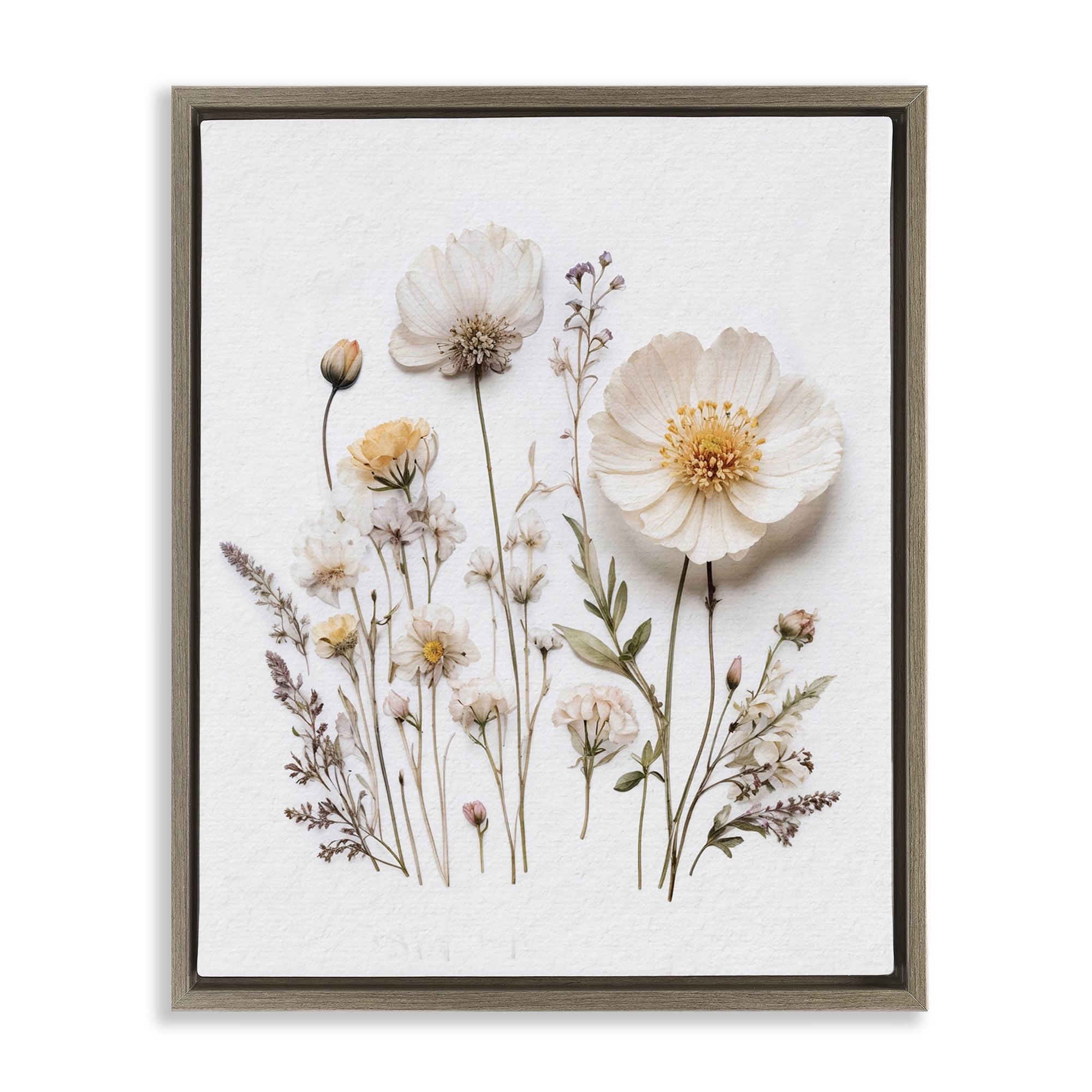 Pressed Bathroom Botanicals Brown Framed Floater Canvas Wall Art, design by Lettered and Lined
