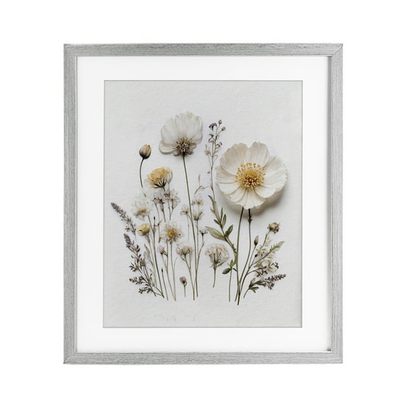 Pressed Bathroom Botanicals Gray Framed Print Under Glass, design by Lettered and Lined
