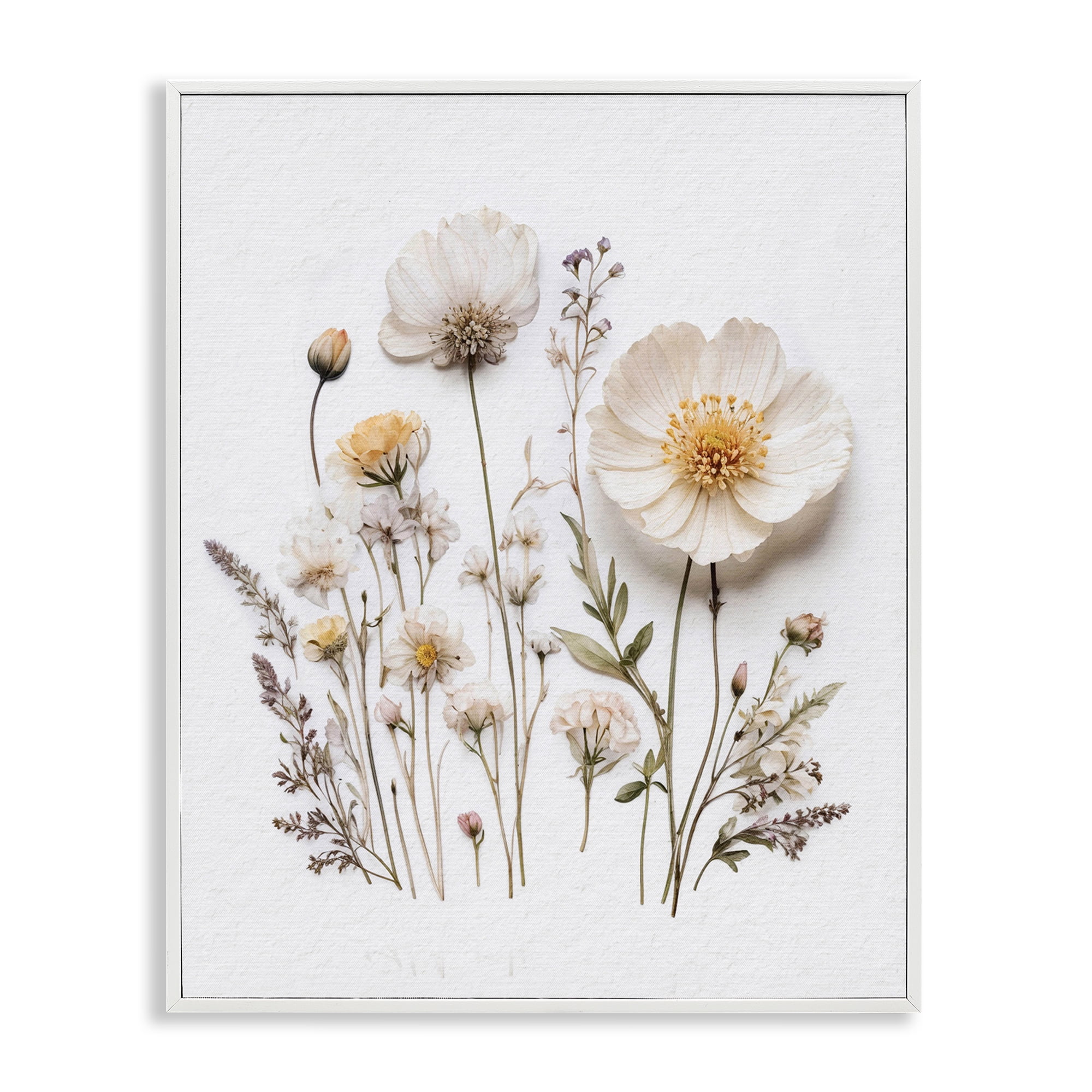 Pressed Bathroom Botanicals White Framed Giclee Art, design by Lettered and Lined