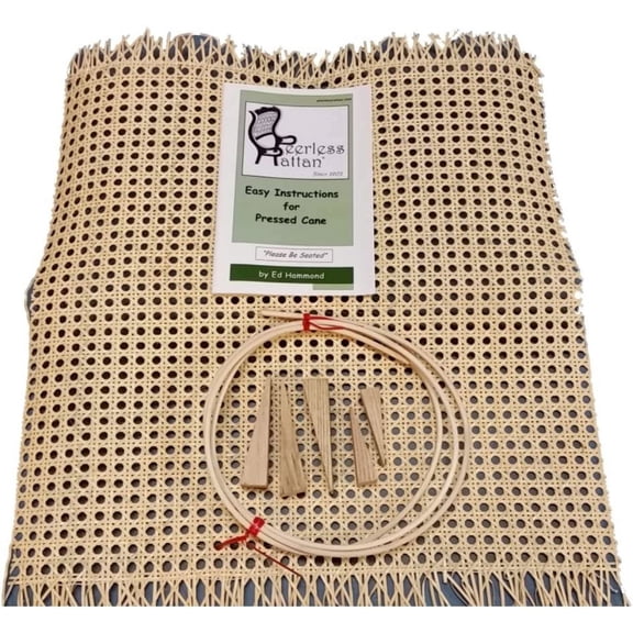 Pressed Cane Webbing Kit, Has an 18"x18" Piece of 1/2" Fine Open Cane Mesh, 6' of #8 Spline, 5 Wood Wedges & Full Color Instruction Booklet by Ed Hammond (Breuer)