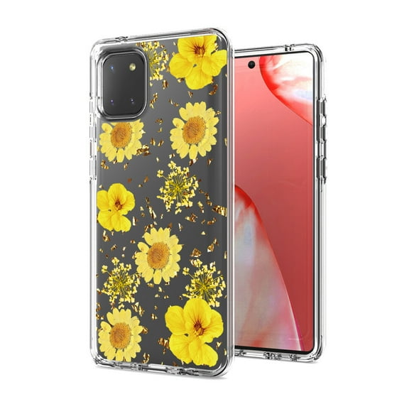 Pressed Dried Flower Design Phone Case For Reiko brand for Galaxy A81/note 10 Lite/m60s In Yellow