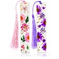 thumbnail image 1 of Pressed Flower Bookmarks (2 Pack) Clear Dried Floral Resin with Tassels Handmade Gift for Women, Students, Bookworms, Book Lovers, Accessories to Increase Reading Interest, 1 of 6