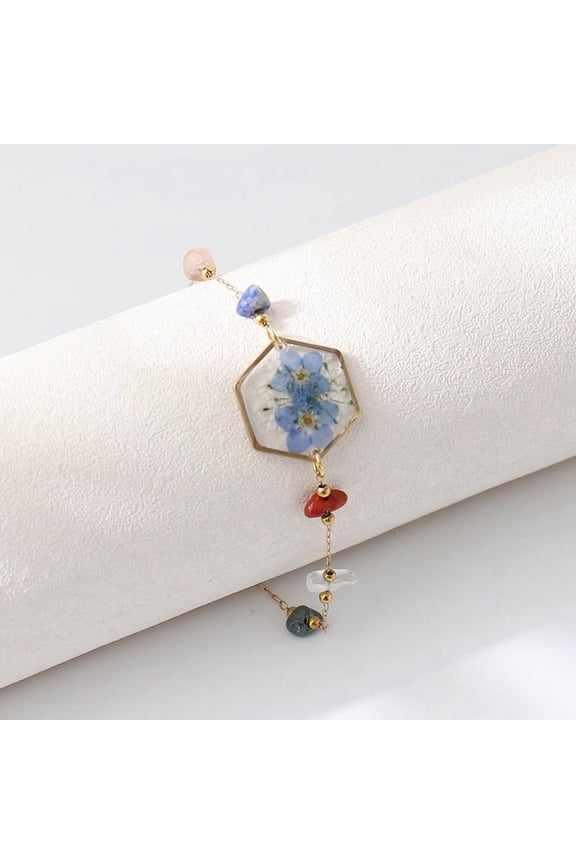 Pressed Flower Bracelet, Personalized Handmade Jewelry, Real Wildflowers Bracelet Flower Bracelet Gold Adjustable Pressed Flower Bracelet,Gifts for Christmas, Mother's Day, Valentine's Day, Birthday