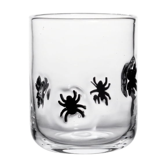 Pressed Flower Dot Glass Cup with Pumpkin Pattern for Halloween Theme Handcrafted Embossed Design Reusable Drinkware for Home Office Parties