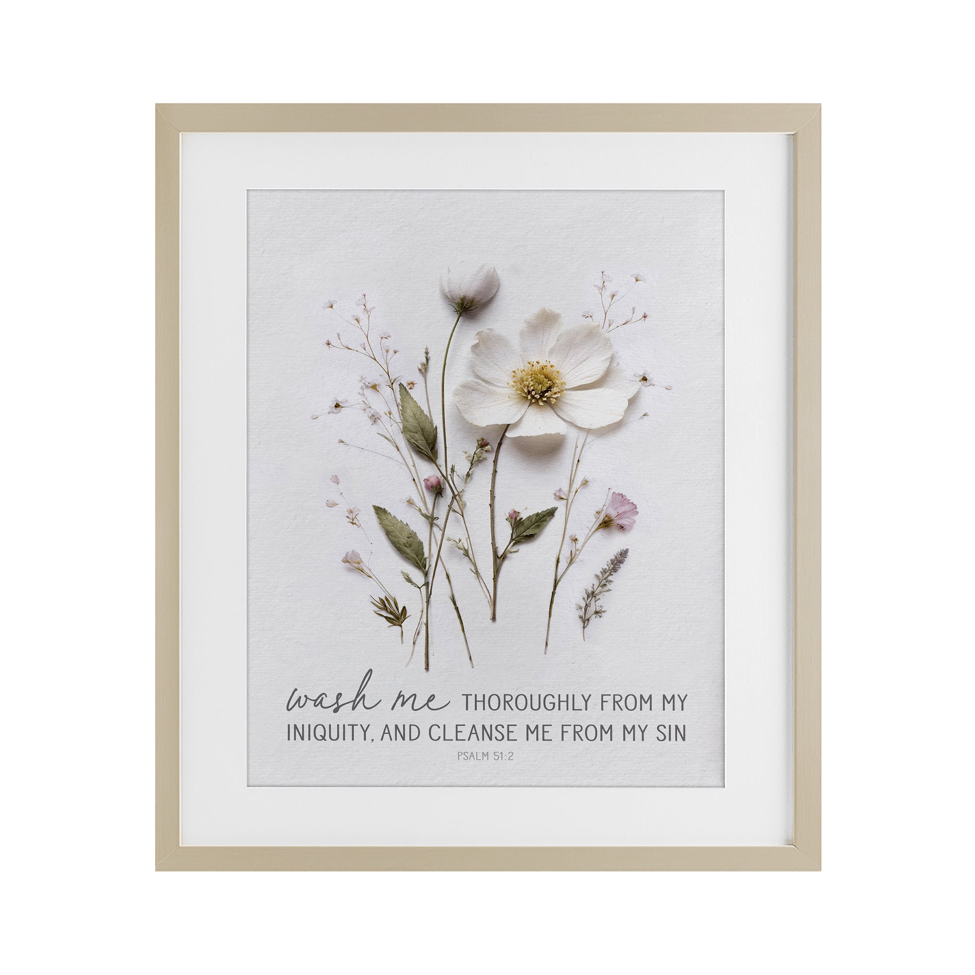 Pressed Flower Proverb Birch Framed Print Under Glass, design by ...