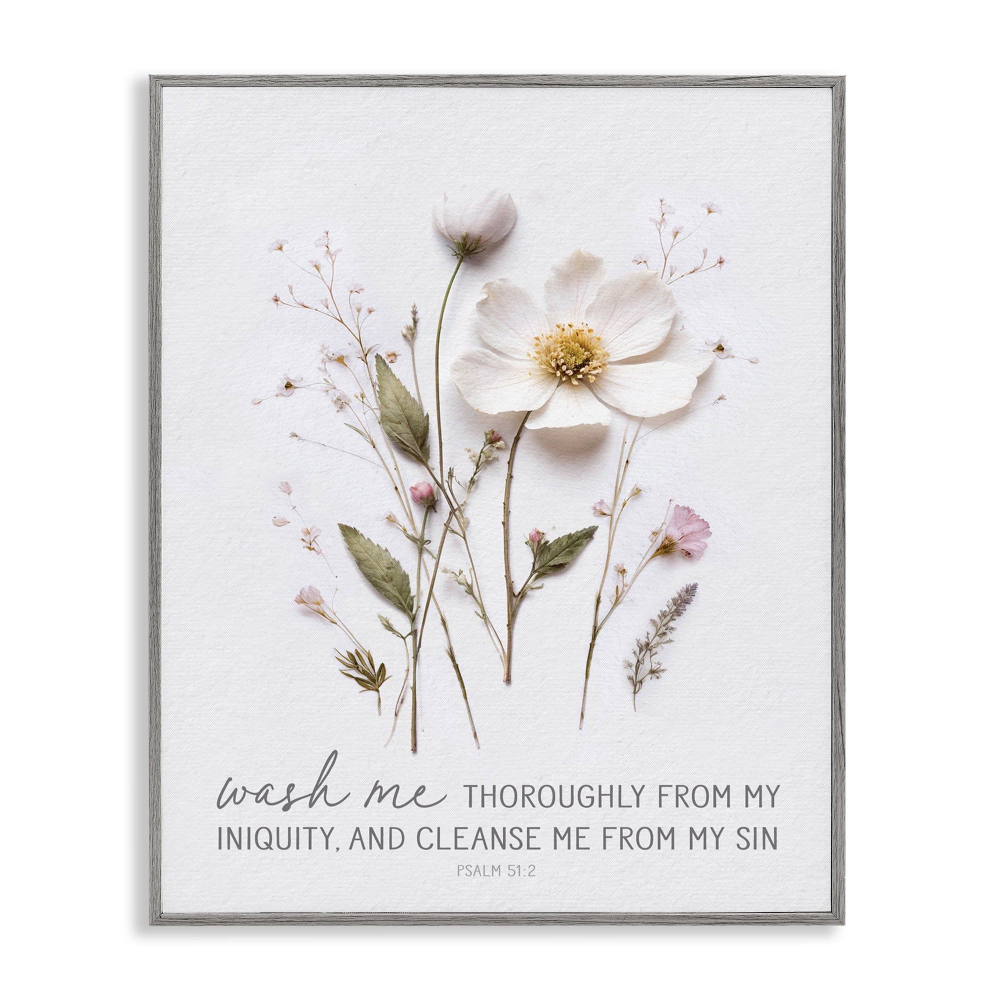 Pressed Flower Proverb Gray Framed Giclee Art, design by Lettered and Lined