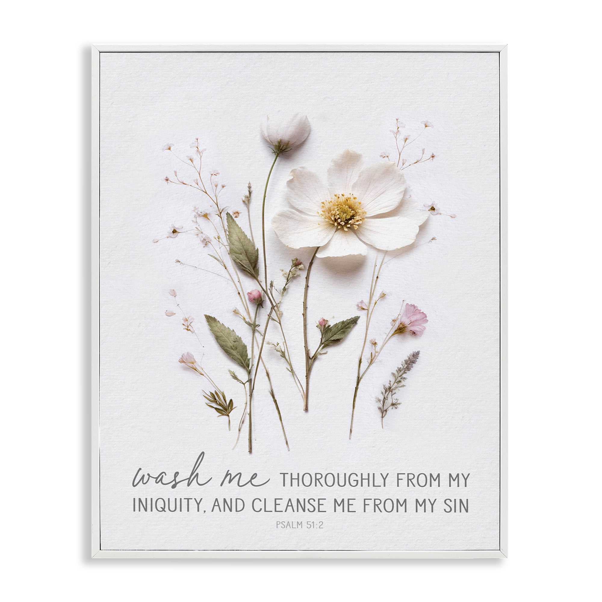 Pressed Flower Proverb White Framed Giclee Art, design by Lettered and ...