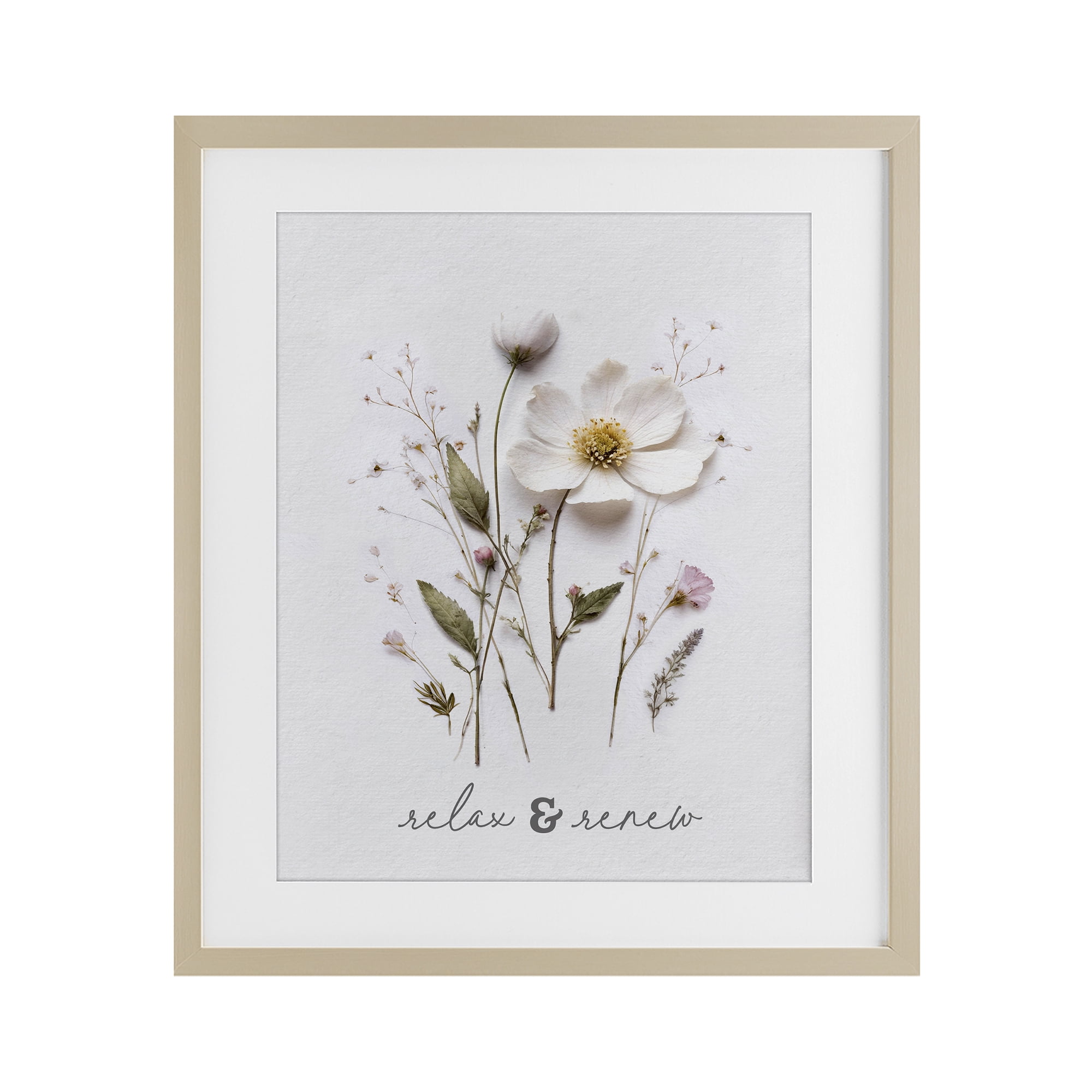 Pressed Flower Relax & Renew Birch Framed Print Under Glass, design by Lettered and Lined