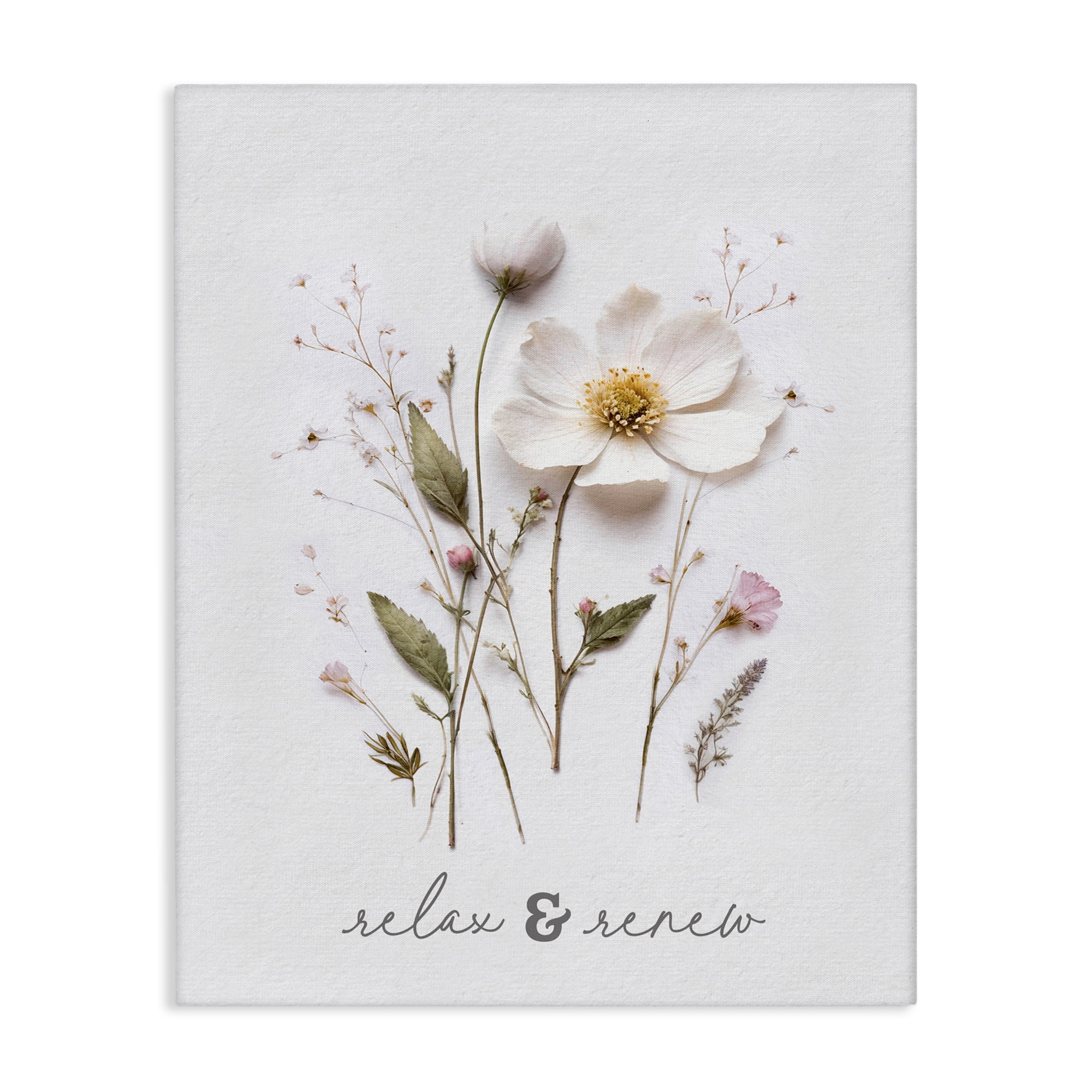 Pressed Flower Relax & Renew Canvas Wall Art, design by Lettered and Lined