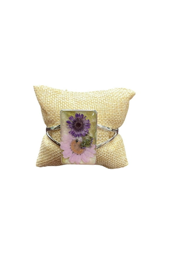 Pressed Flower Resin Cuff Bracelet | Pink Purple or Pink Flowers