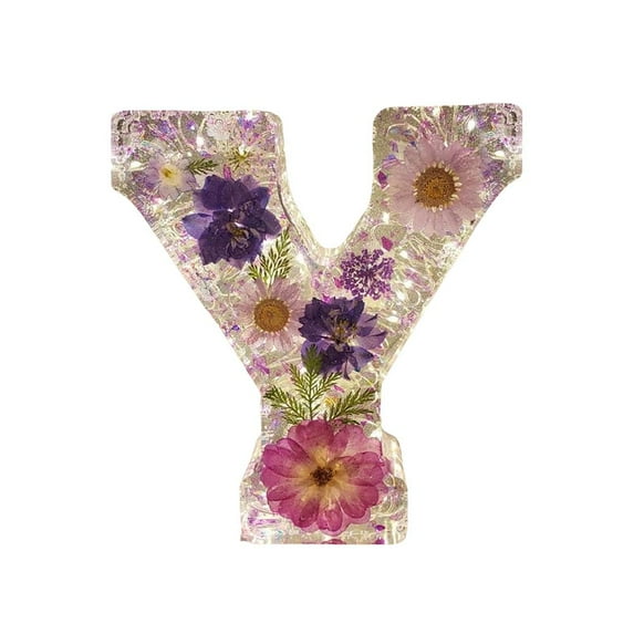 Pressed Flower Resin Letters with Light,Custom Letter Lamps,Floral Resin Night Light,Personalized Dry Flower Name Night Light,Light Up Letters Sign for Christmas Wedding Decor K0K9