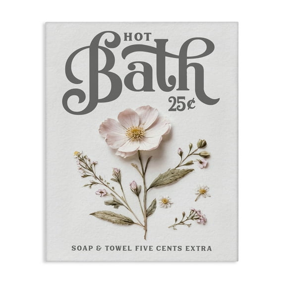 Pressed Flower Vintage Bath Canvas Wall Art, design by Lettered and Lined