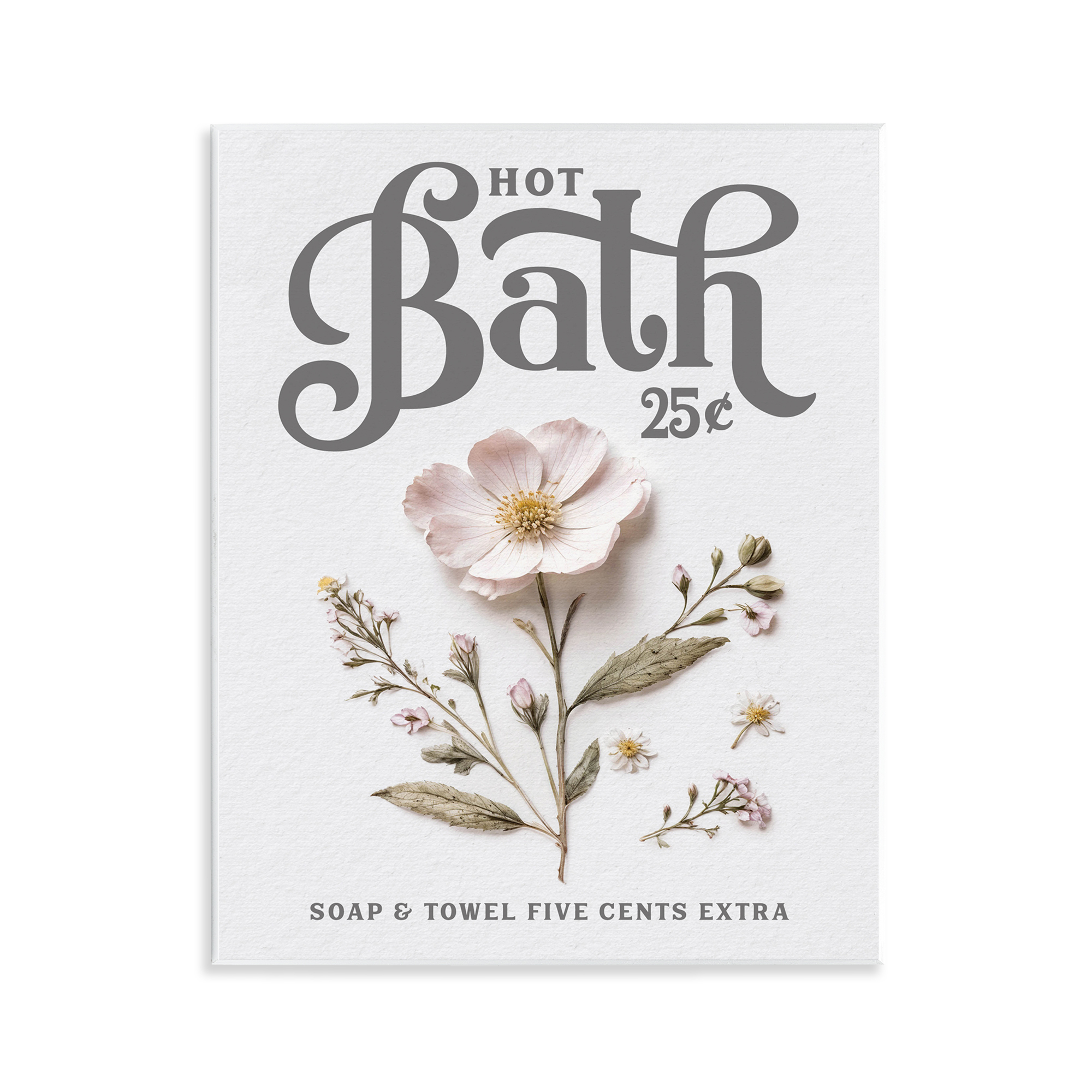 Pressed Flower Vintage Bath Wall Plaque Art, design by Lettered and Lined