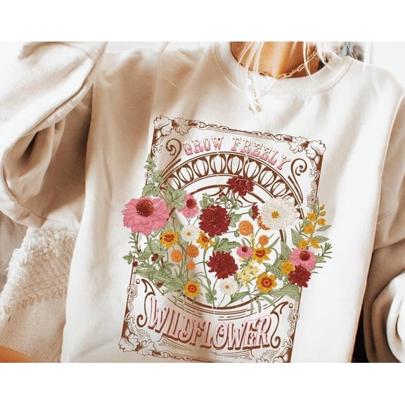 Pressed Flowers Floral Shirt, Wildflower Shirt, Botanical Shirt, Floral Cottagecore Shirt For Women, Wildflowers Sweatshirt, Nature Shirt, Sweatshirt Size S-5Xl