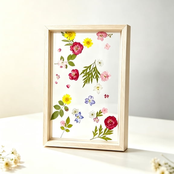 Pressed Flowers Frames, 8x12'' Acrylic Floating Dried Flower Picture Frame DIY Double Glass Photo Artwork Display Frame for Tabletop Wall Decorations Gifts