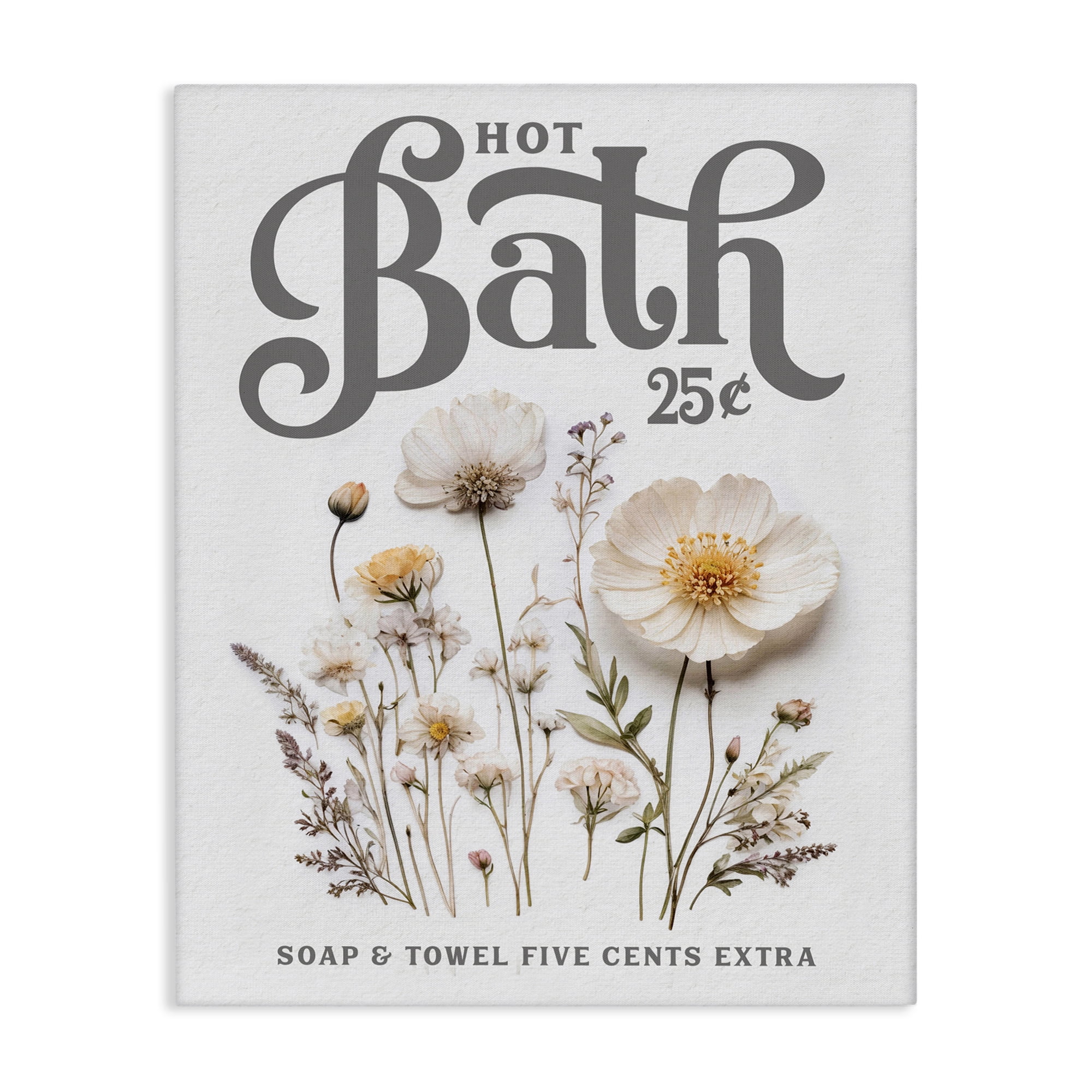 Pressed Flowers Hot Bath Canvas Wall Art, design by Lettered and Lined