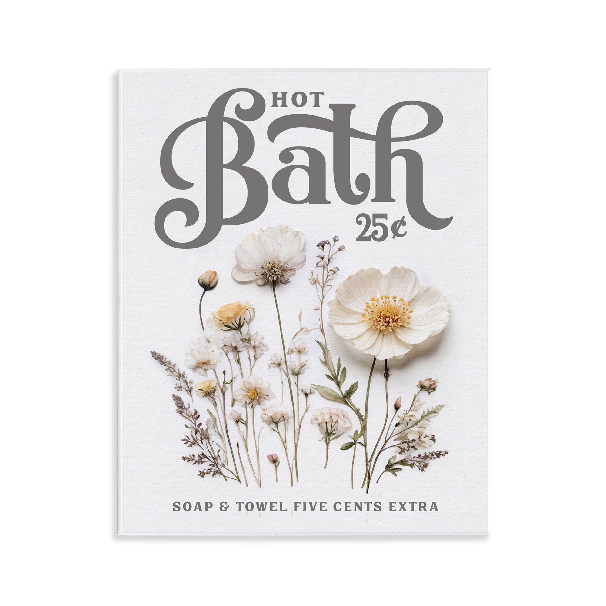 Pressed Flowers Hot Bath Wall Plaque Art, design by Lettered and Lined