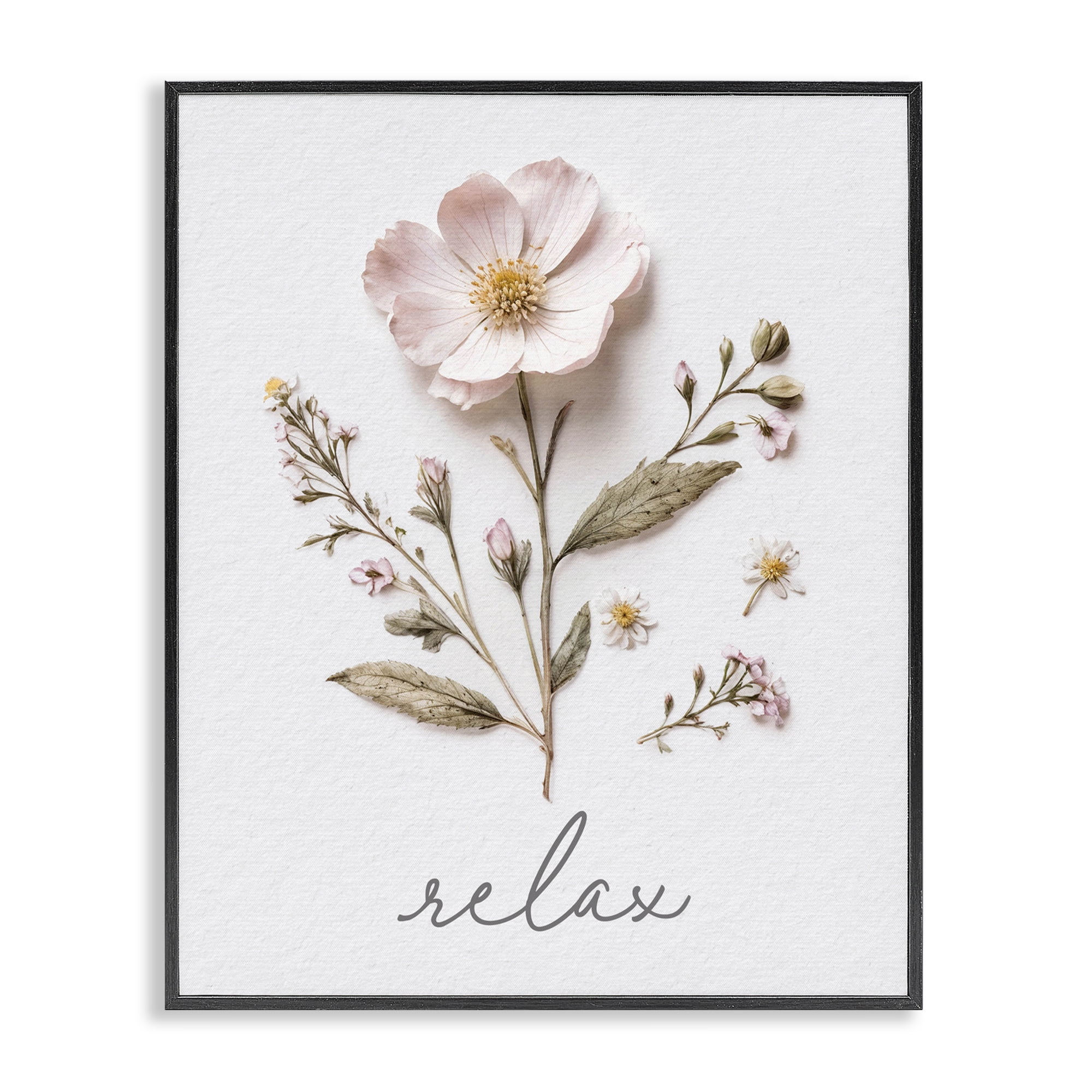 Pressed Flowers Relax Black Framed Giclee Art, design by Lettered and Lined