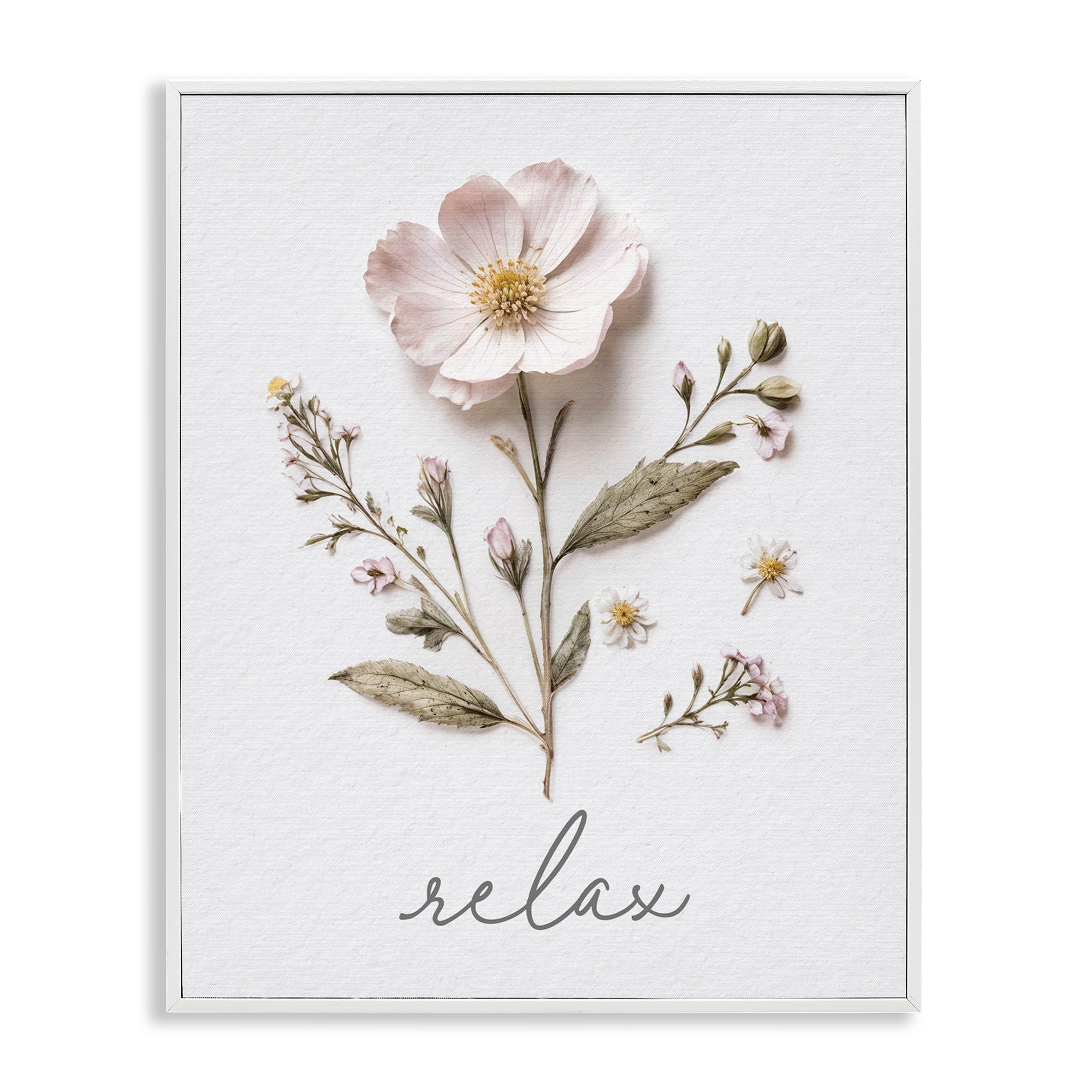 Pressed Flowers Relax White Framed Giclee Art, design by Lettered and Lined