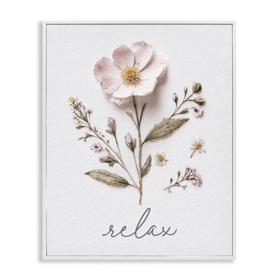 Stupell Industries Shabby Chic Pressed Flowers Relax White Framed Giclee Art, 24 x 30, by Lettered and Lined
