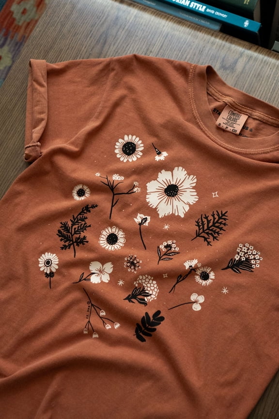 Pressed Flowers T-Shirt, Gildan 5000, Unisex, Gift For Friend, Men & Women