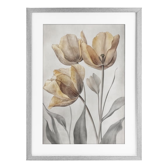 Stupell Industries Pressed Poppies Orange Florals Gray Framed Print Under Glass, design by Petal Prints Design