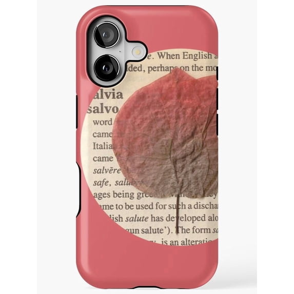 Pressed Red-Brown Leaf and Dictionary Page Tough iPhone Case ...
