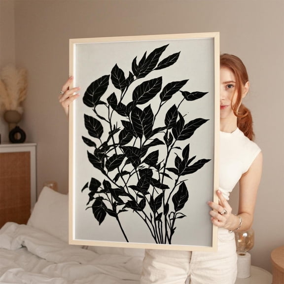 Pressed Shadows Botanical Silhouette Leaf Black White House Wall Decor