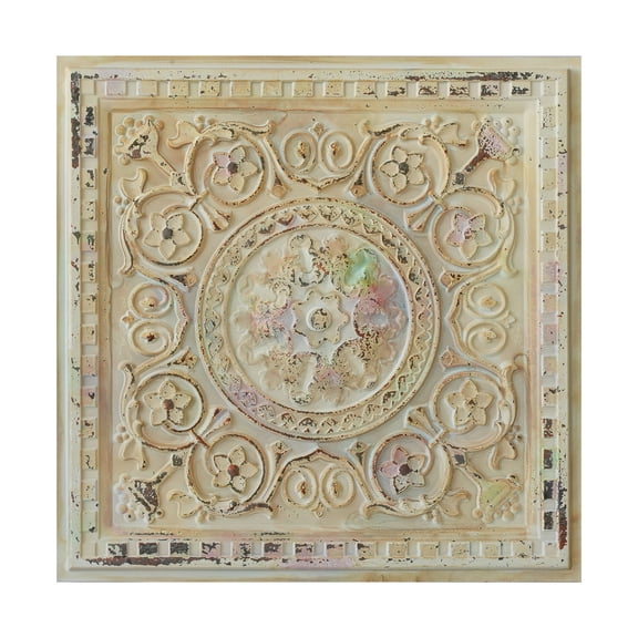 Pressed Tin Ceiling Tile Emboss interior wall panel for Restaurant PL83 Distress crack multicolor white 10Pcs/pack
