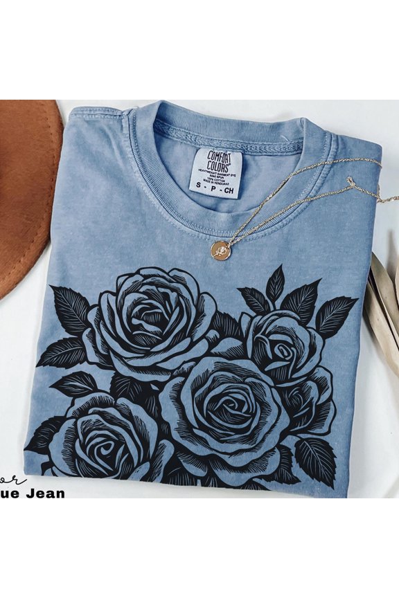 Pressed Wild Flower TShirt Retro Rose Tshirt Cottagecore Boho Botanical Shirt Dark Academi