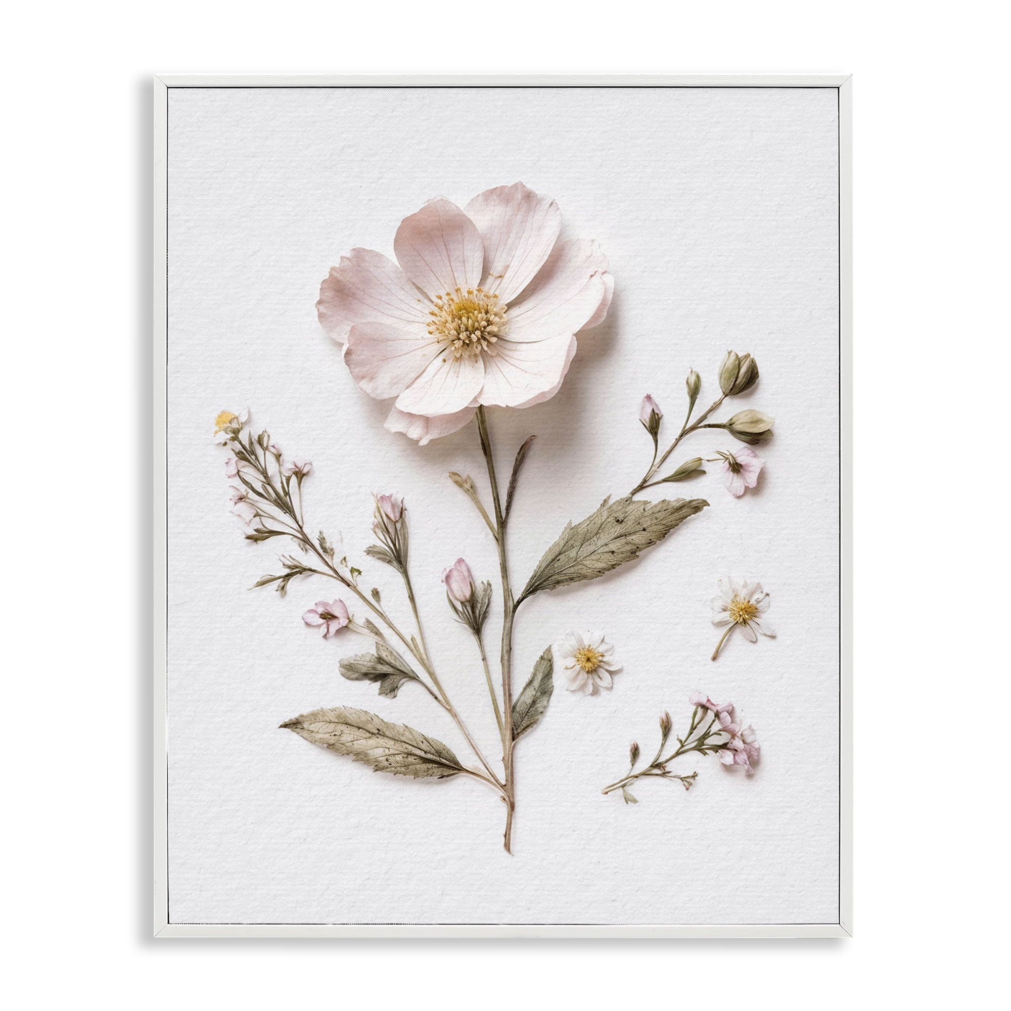 Pressed Wild Flowers White Framed Giclee Art, design by Lettered and Lined