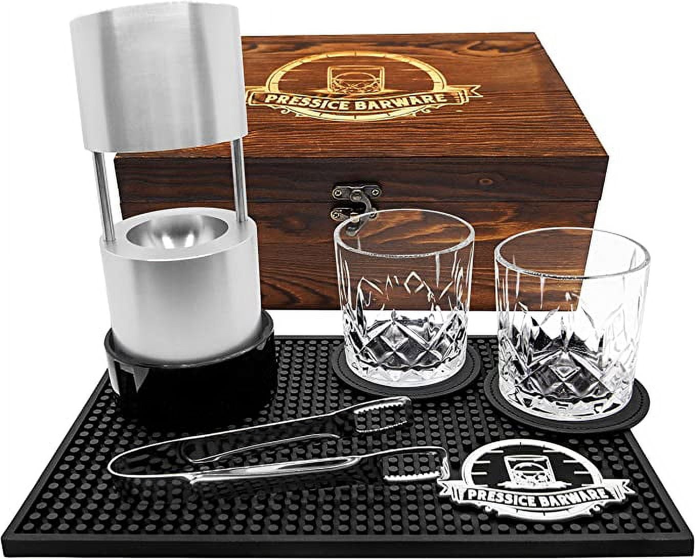 https://i5.walmartimages.com/seo/Pressice-Barware-Ice-Ball-Press-Kit-Perfect-Spheres-Less-Than-Minute-Made-US-Includes-Press-Tongs-Whiskey-Glasses-Coasters-Bar-Mat-Drip-Tray-Mold-Sil_20640668-a2c7-463a-8c11-02f44e17832d.9d32053bfd074dee97b84ee5ee5b9ea7.jpeg