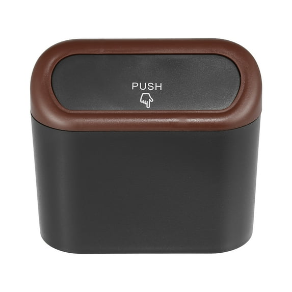 Pressing Type Trash Can Hanging Vehicle Garbage Dust Storage Box Portable Auto Interior Bin Accessories Brown