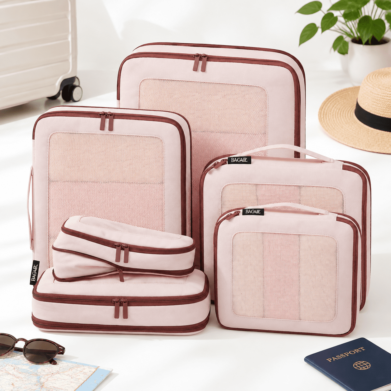 Pression Packing Cubes For Travels 6 Set-light Pink - Walmart.com