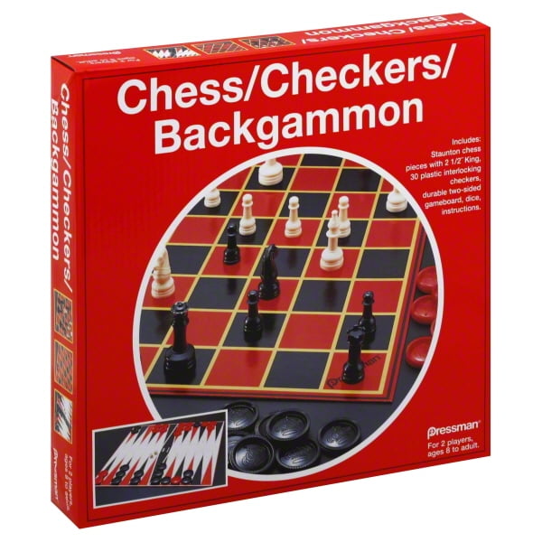 Pressman 3-in-1 Chess, Checkers, Backgammon Set for Kids & Adults with ...